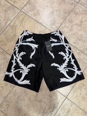 Versace Silk Twill Shorts Black Baroque Print Medusa Logo Size 50 (L 34-36) New
